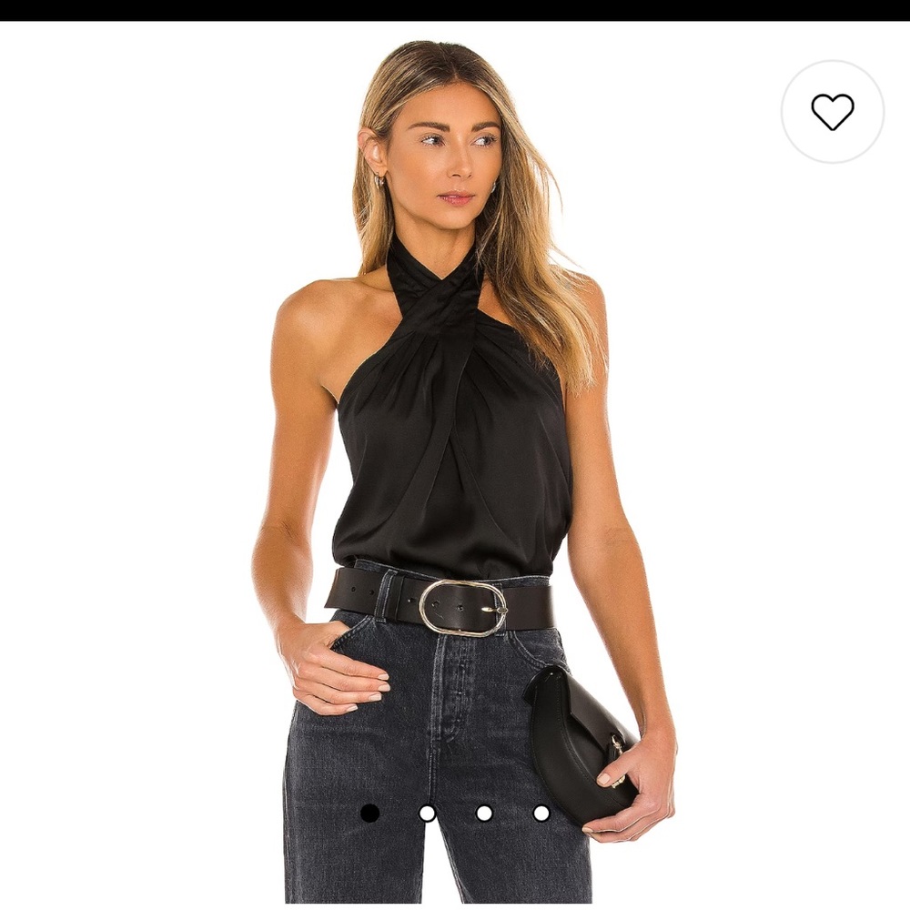 Amerie pleated halter top super down in black size small NWT revolve